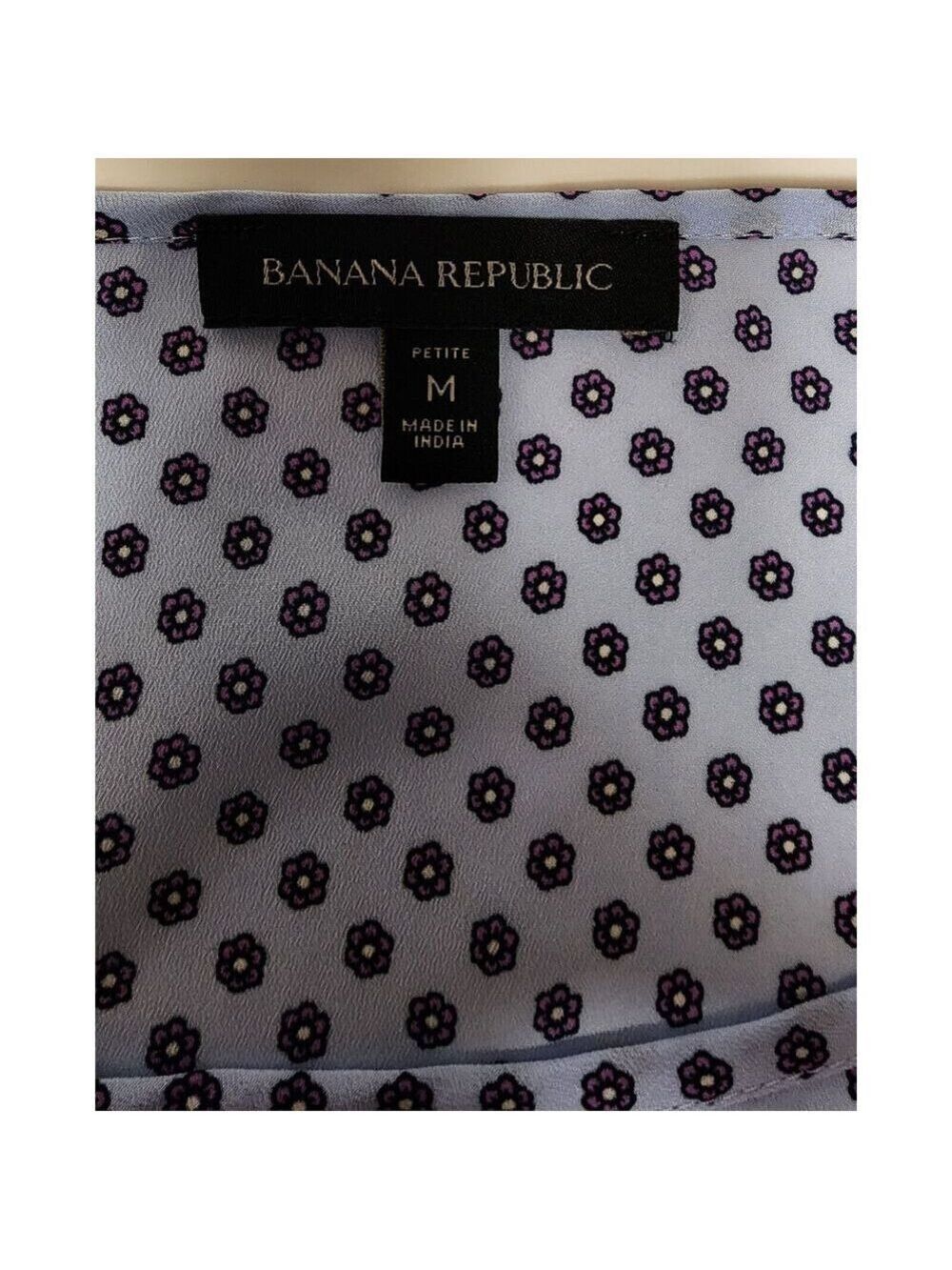 Banana Republic Women Long Sleeve Multicolor Blue Floral Blouse Shirt Size M - Picture 5 of 6
